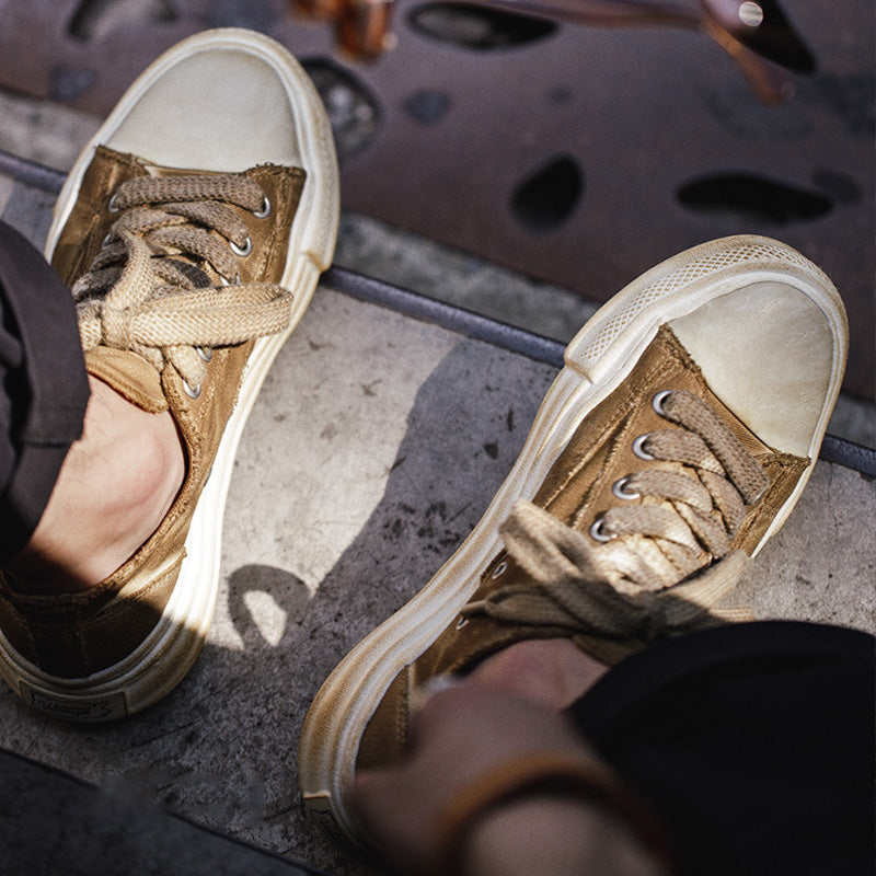 Men's Low-Top Dissolving Deformation Sole Canvas Shoes