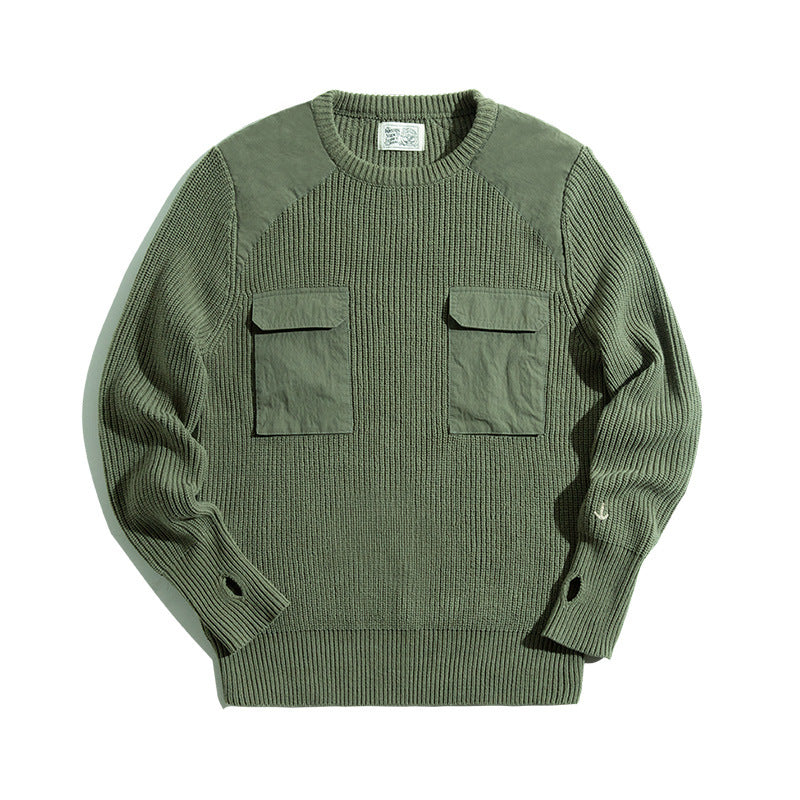 Retro Outdoor Army Green Commando Sweater