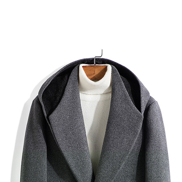 Men's Wool Mid-length Hooded Trench Coat