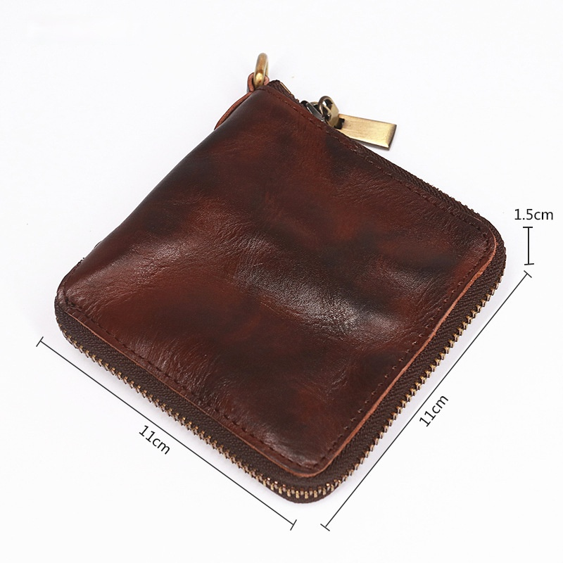 Retro Handmade Genuine Leather Zipper Wallet