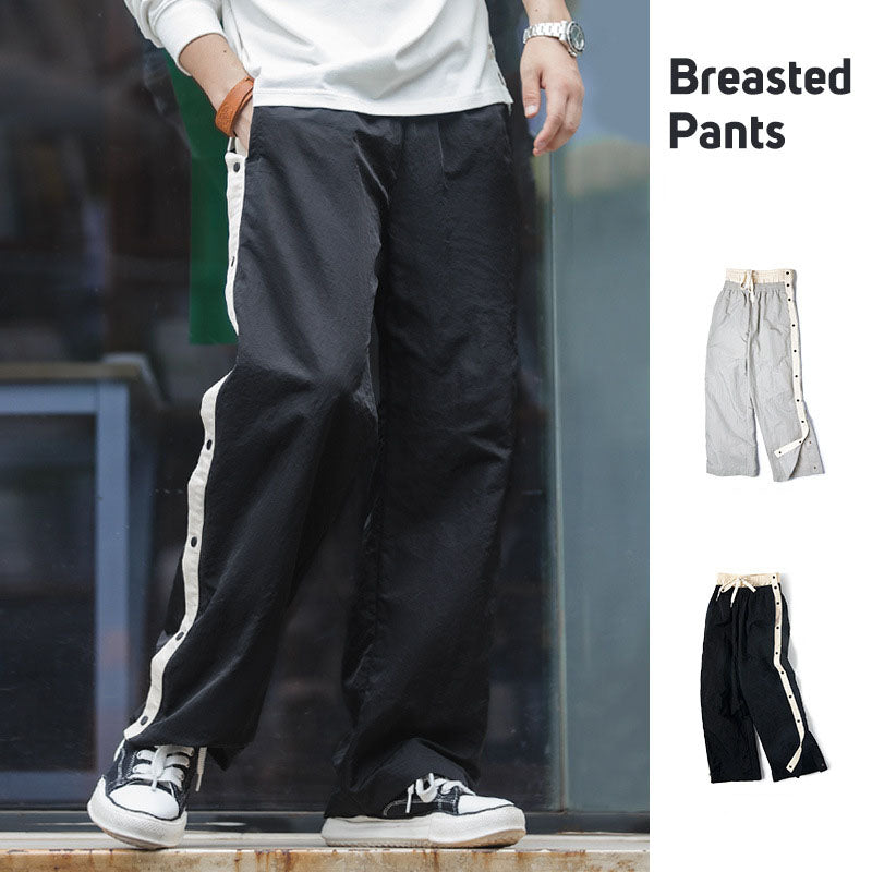 Men's Side Breasted Pants Basketball Training Pants Loose Streetwear Wide Leg Sweatpants