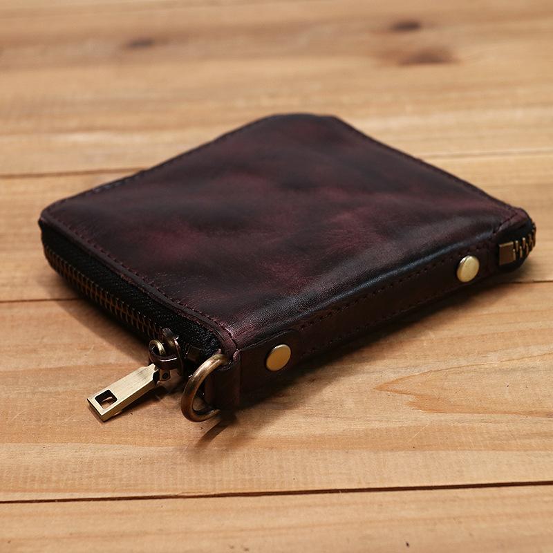 Retro Handmade Genuine Leather Zipper Wallet