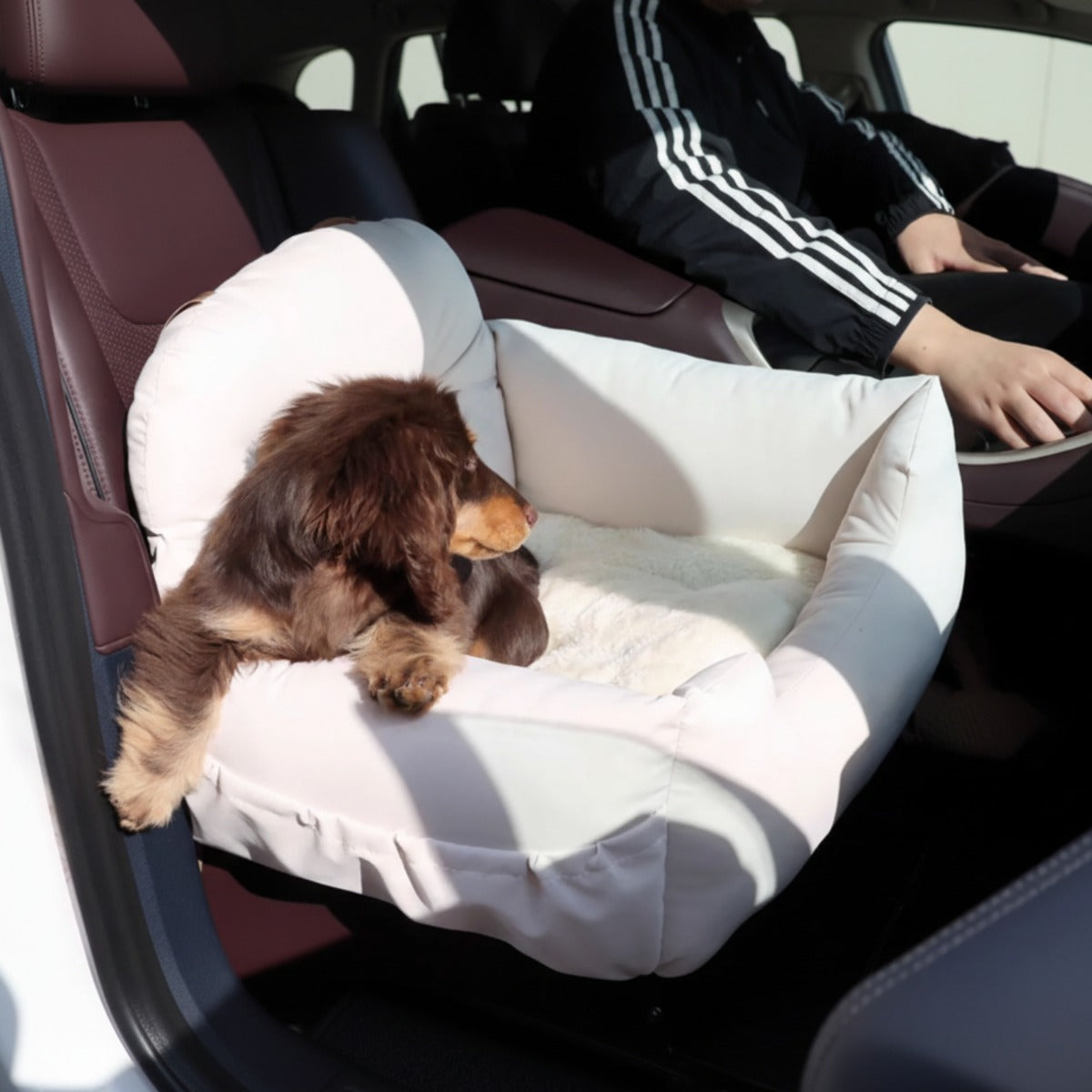 Plush Travel Booster Seat for Small Dogs, Portable Calming Nest for Car & Home