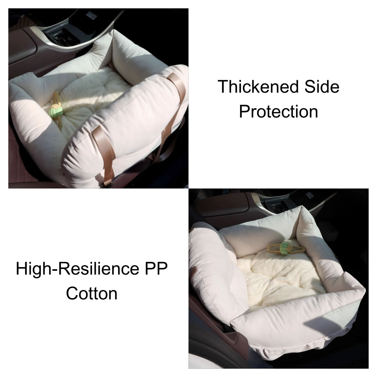 Plush Travel Booster Seat for Small Dogs, Portable Calming Nest for Car & Home