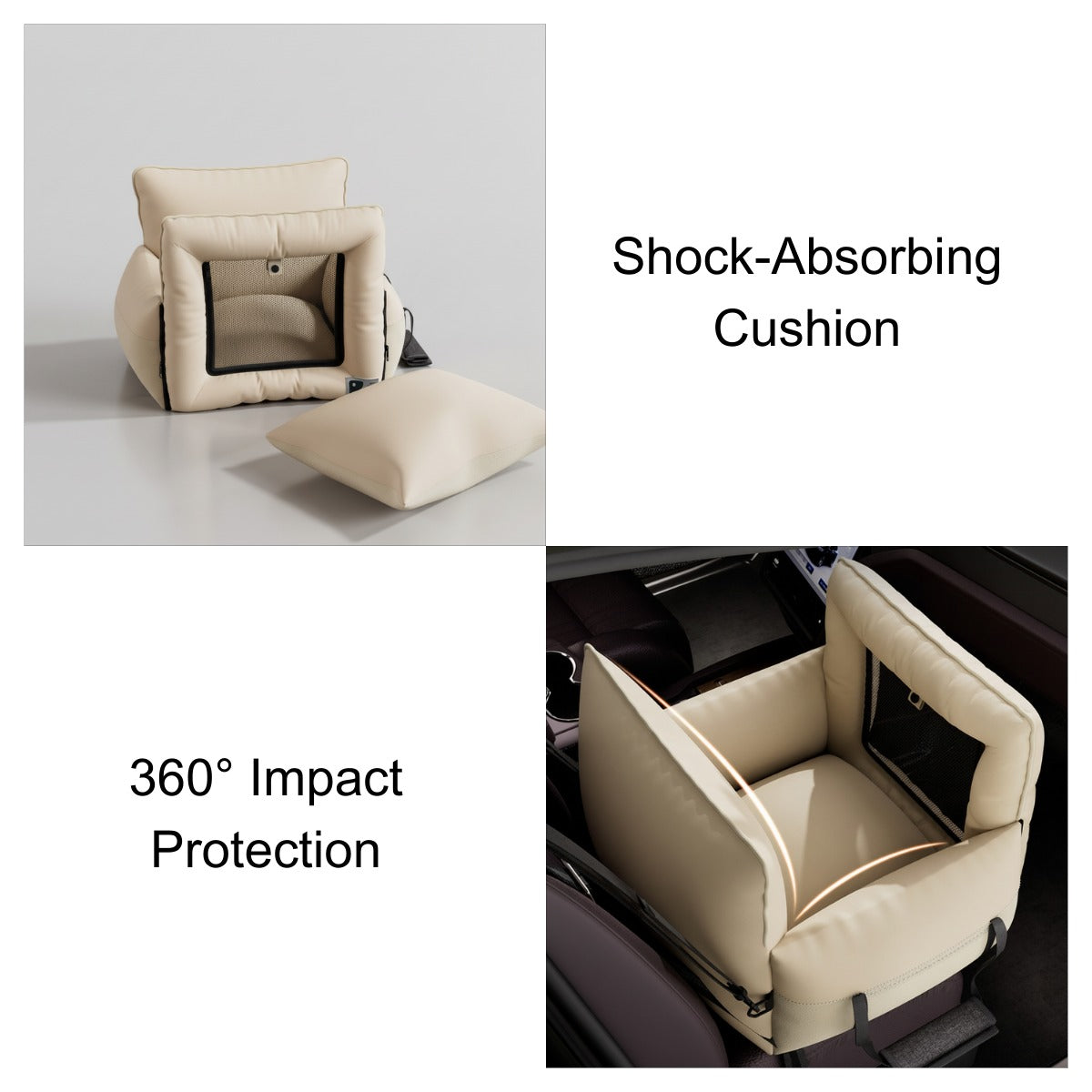 Scratch-Resistant Travel Tote with Safety Leash, Stable Passenger Booster Bag for Small Pets