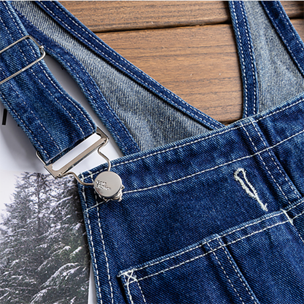 American Straight Loose Denim Jumpsuit Baggy Bib Overalls Suspender Pants