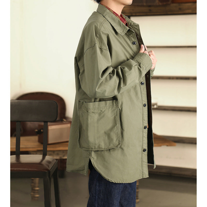 Japanese Retro Cotton Loose Shirt Cargo Jacket