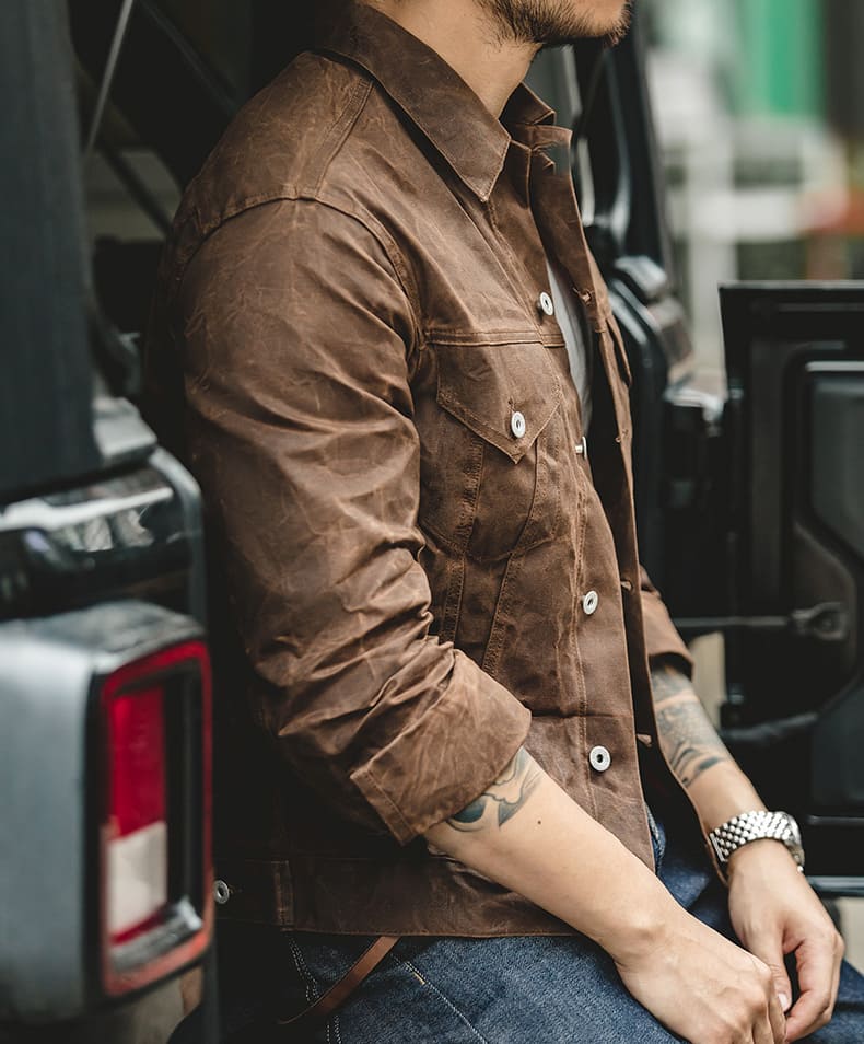 American Vintage Men's Waxed trucker Jacket