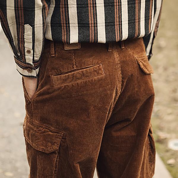 Men's American 80s Retro Loose Straight-leg Corduroy Pants