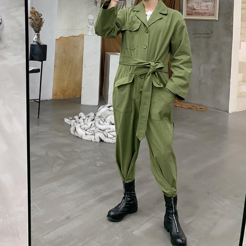 Men's Large Lapel Multi-pocket Cargo Overalls
