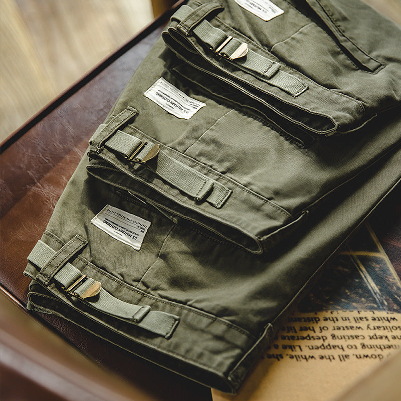 Men's Retro Overalls Solid Color Shorts