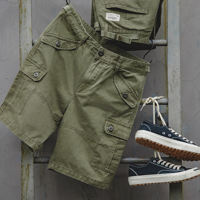 Men's Retro Overalls Solid Color Shorts