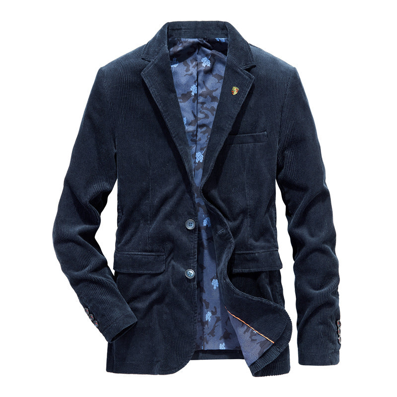 Men's Vintage Casual Work Wear Corduroy Suit Blazer Jacket Sport Coat