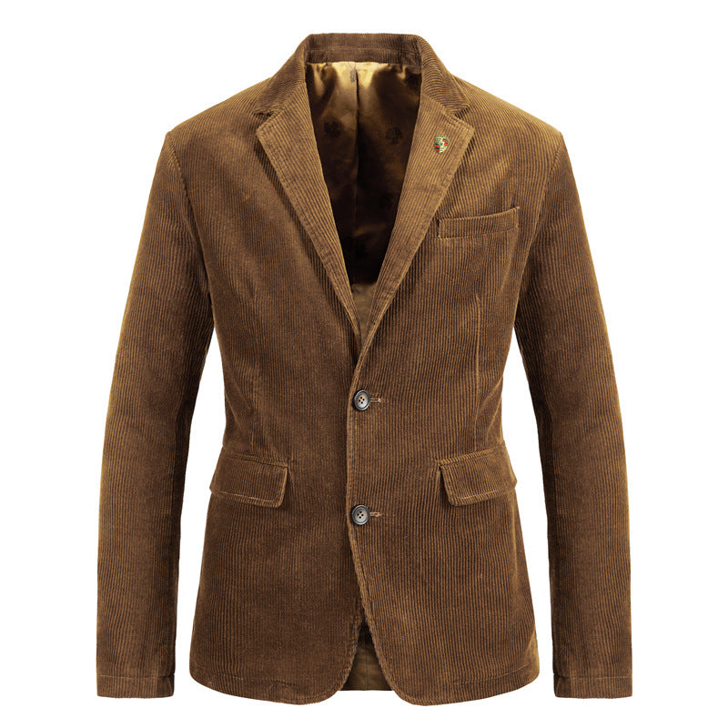Men's Vintage Casual Work Wear Corduroy Suit Blazer Jacket Sport Coat