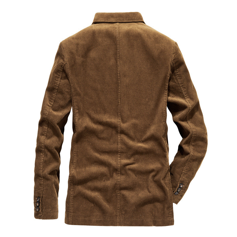 Men's Vintage Casual Work Wear Corduroy Suit Blazer Jacket Sport Coat