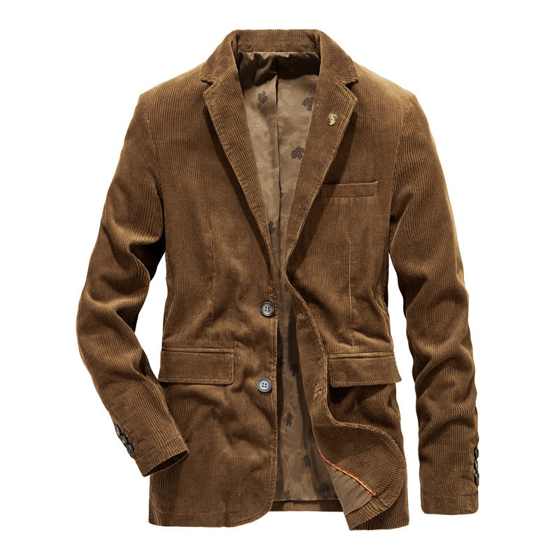 Men's Vintage Casual Work Wear Corduroy Suit Blazer Jacket Sport Coat