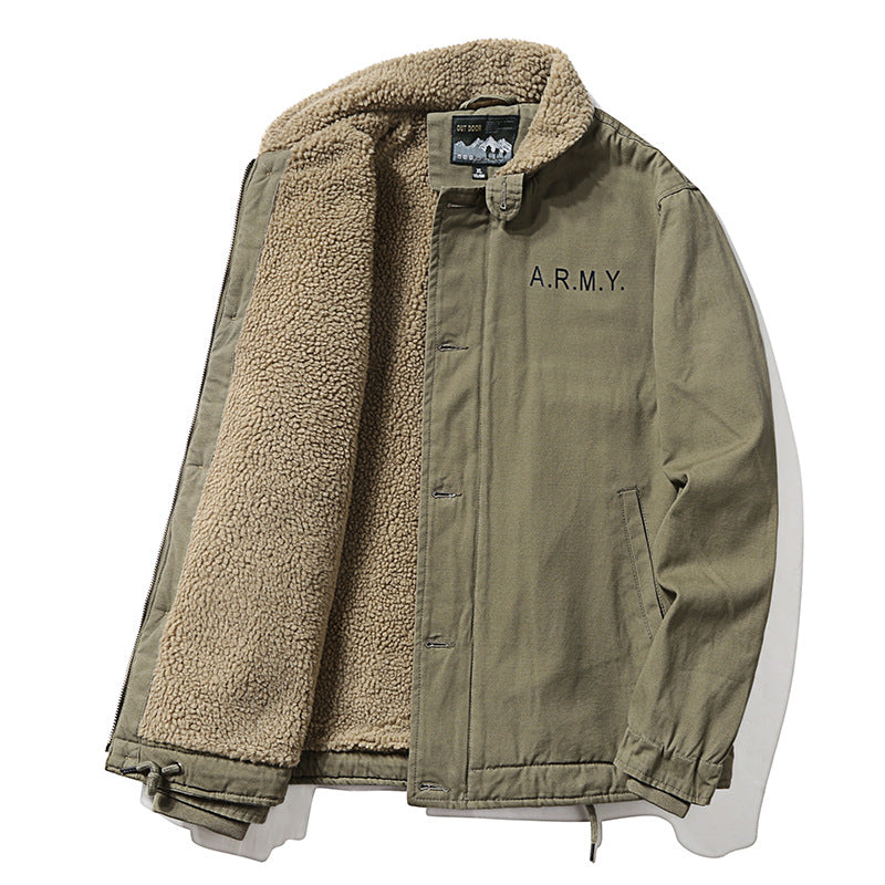 Men's Winter Plush Lamb Wool Coat Work Jacket