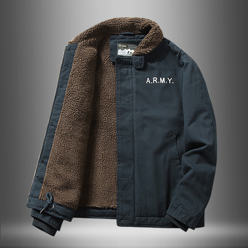 Men's Winter Plush Lamb Wool Coat Work Jacket