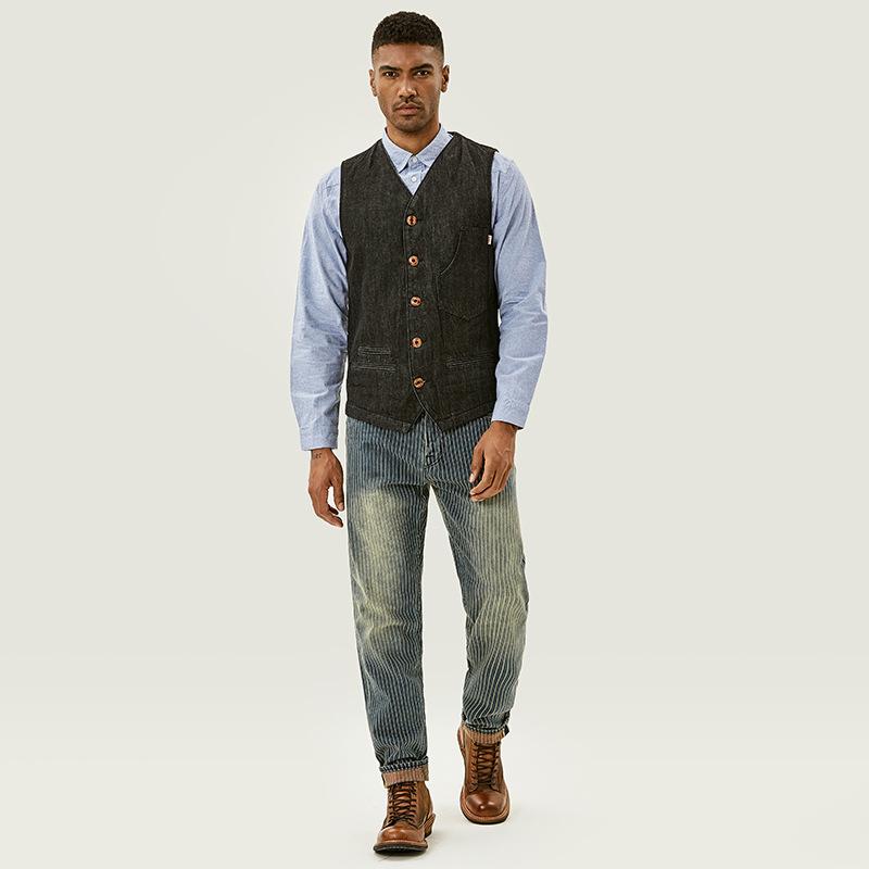 Men's 90s Jeans Striped Retro Washed Casual  Denim Pants
