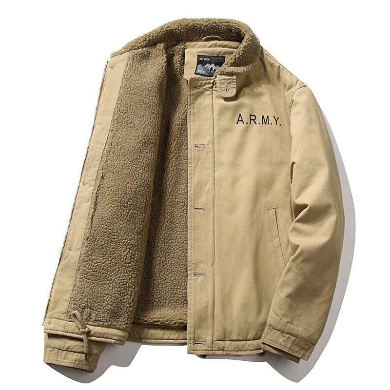 Men's Winter Plush Lamb Wool Coat Work Jacket