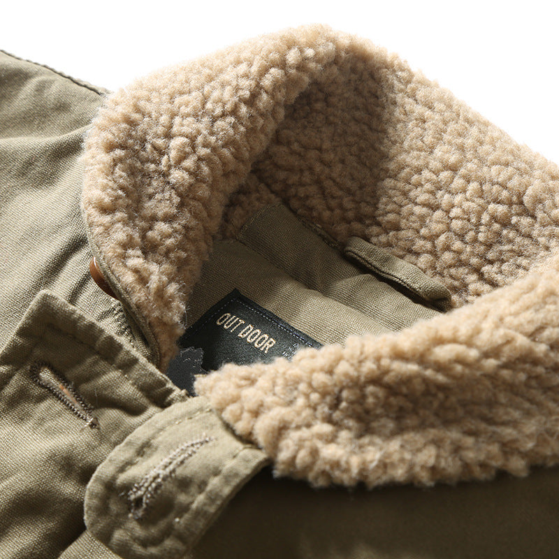 Men's Winter Plush Lamb Wool Coat Work Jacket