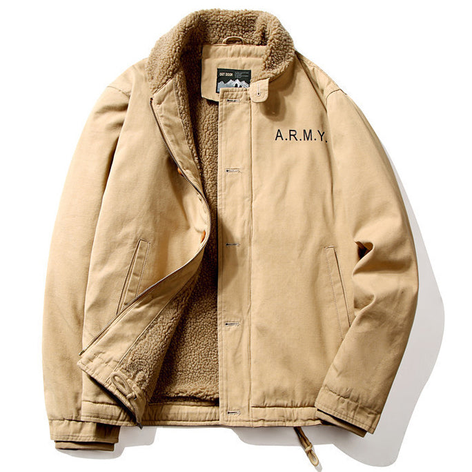 Men's Winter Plush Lamb Wool Coat Work Jacket