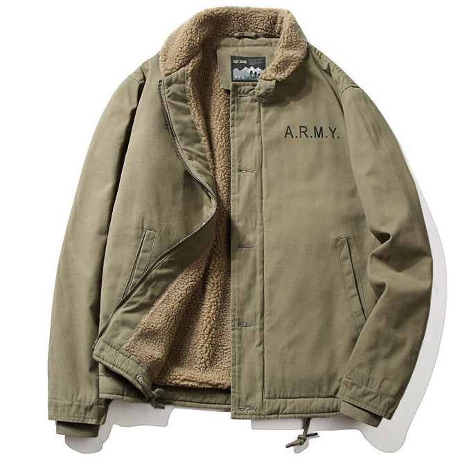Men's Winter Plush Lamb Wool Coat Work Jacket