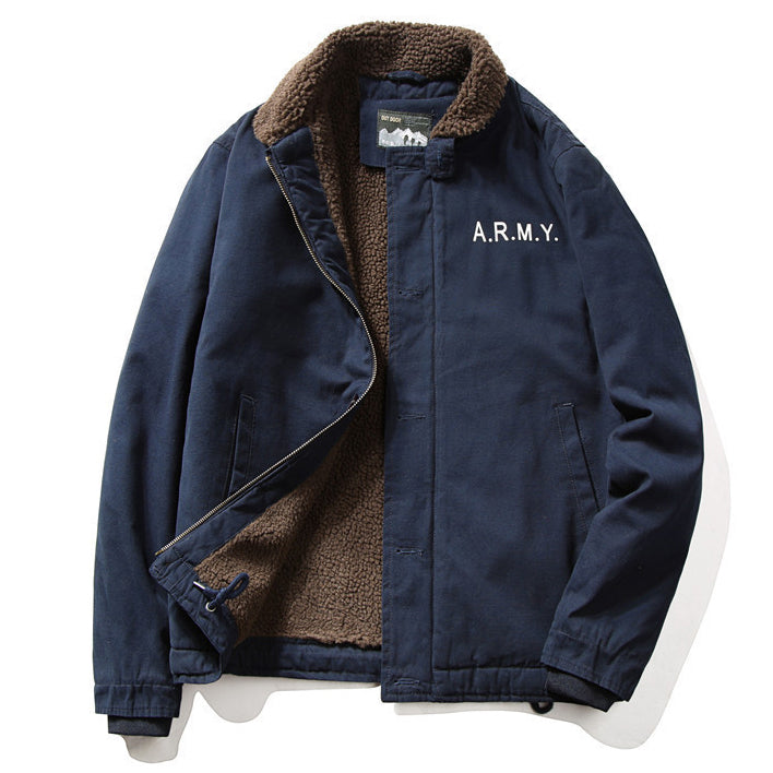 Men's Winter Plush Lamb Wool Coat Work Jacket