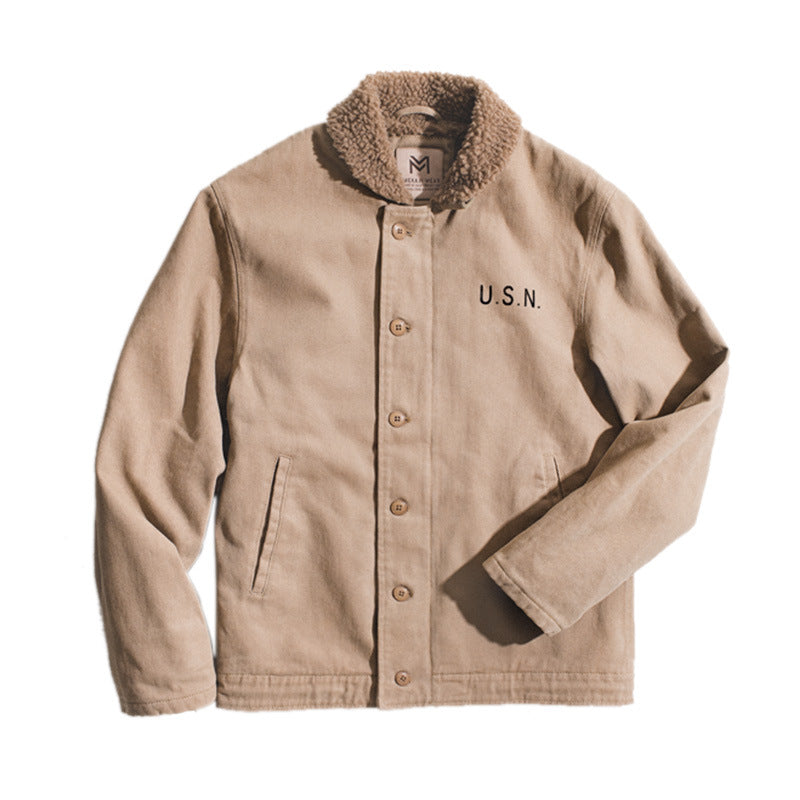 Retro Military Khaki Deck Winter Tanker Jacket