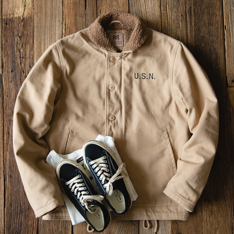 Retro Military Khaki Deck Winter Tanker Jacket