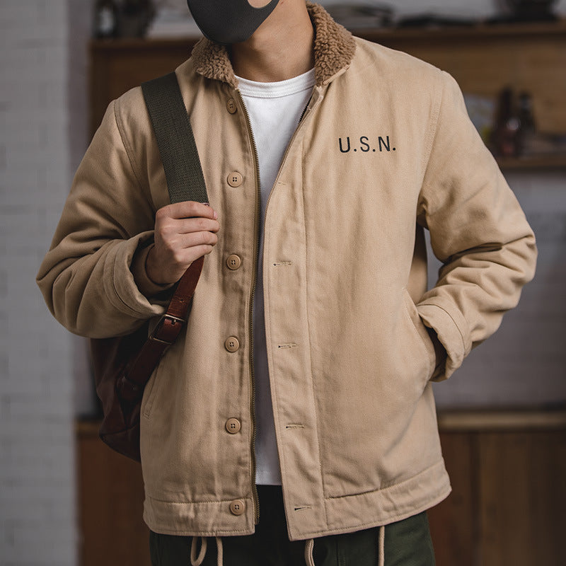 Retro Military Khaki Deck Winter Tanker Jacket