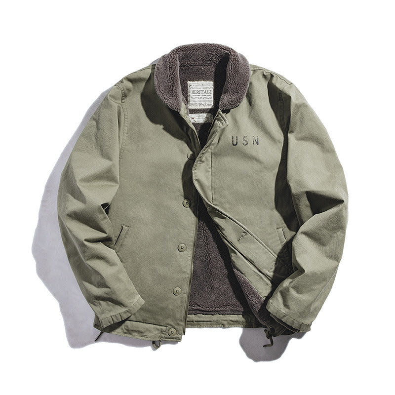 Retro Military Khaki Deck Winter Tanker Jacket