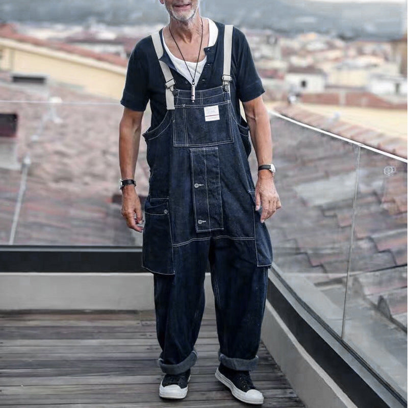 Men's Baggy Workwear Overalls Oversized Denim Jumpsuit