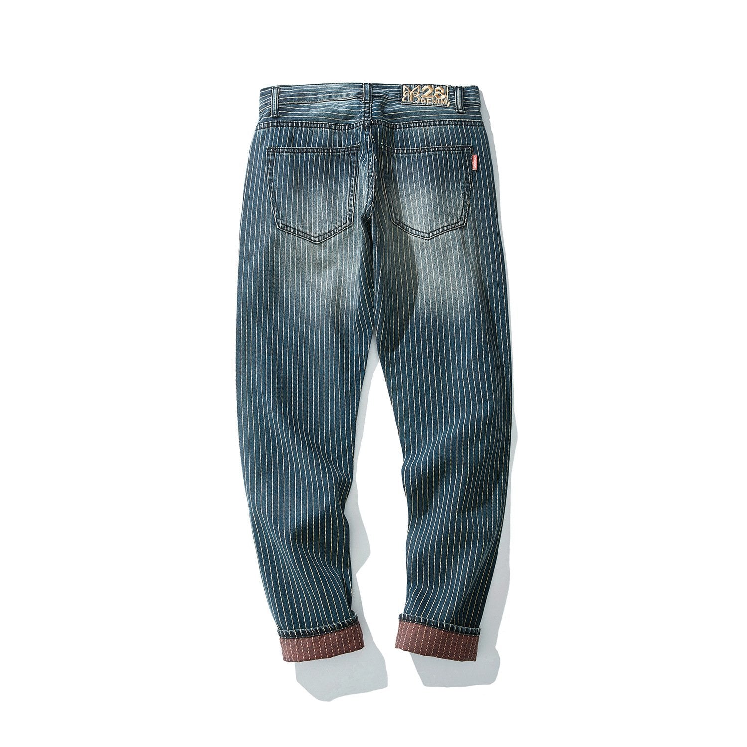 Men's 90s Jeans Striped Retro Washed Casual  Denim Pants