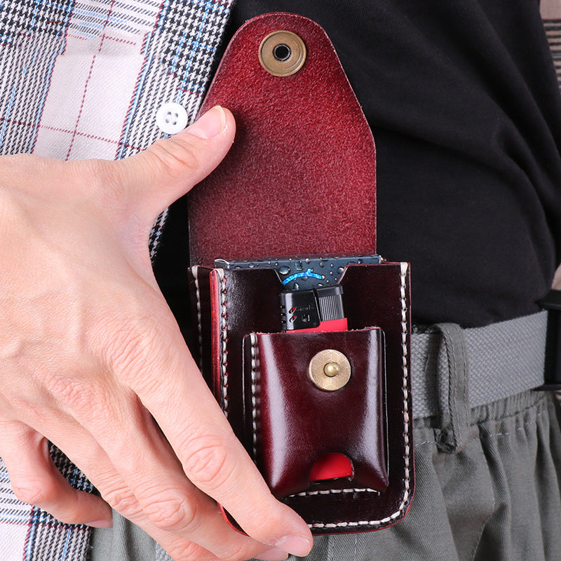 Classic Leather Cigarette Case with Lighter Holder