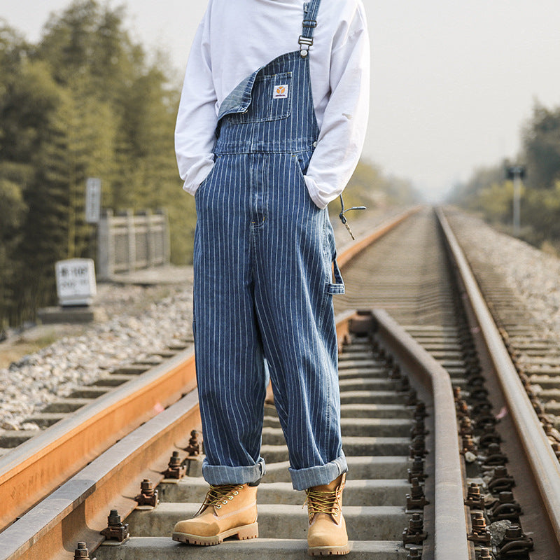 Retro Striped Overalls