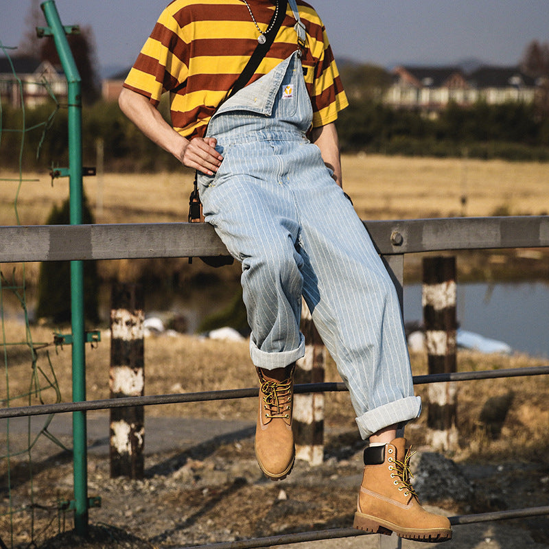 Retro Striped Overalls