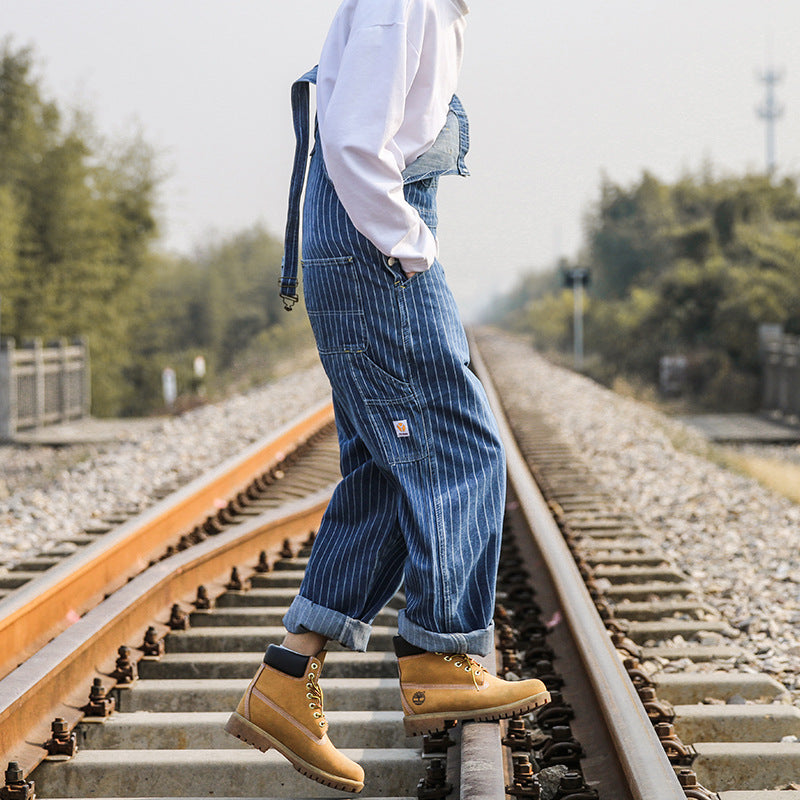 Retro Striped Overalls