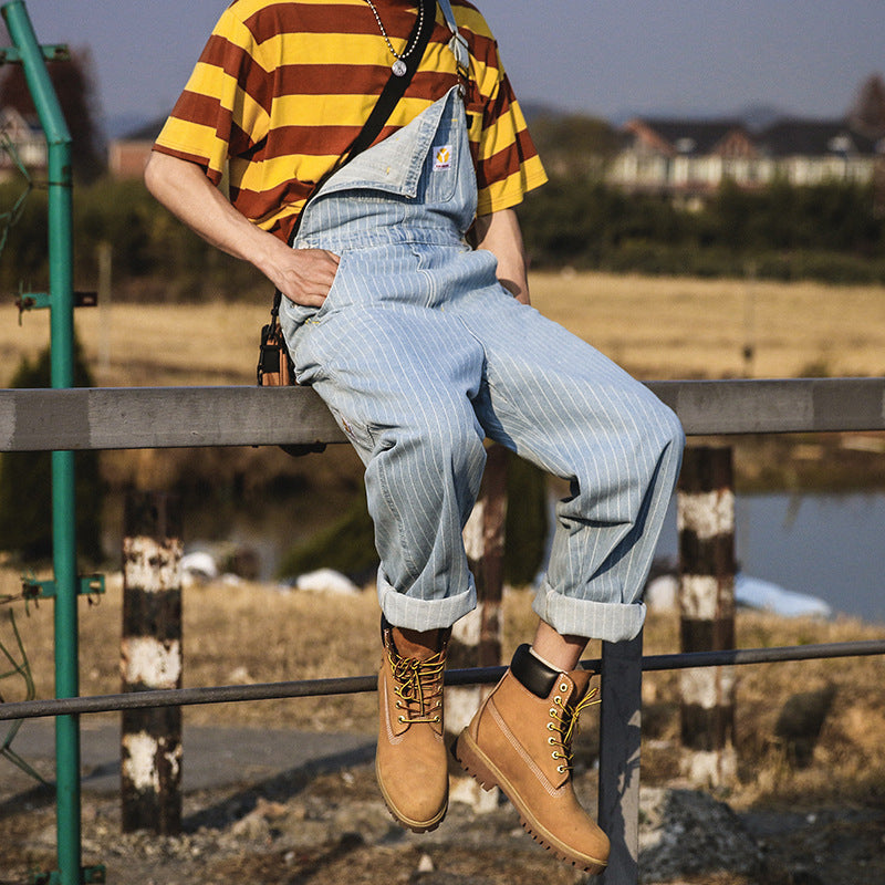 Retro Striped Overalls