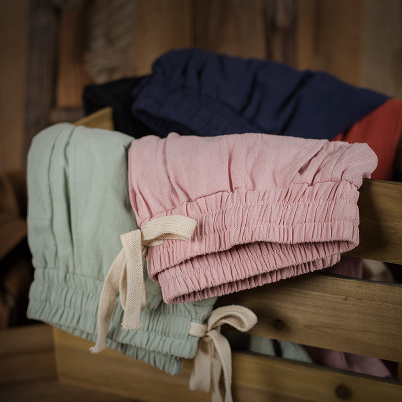 Linen Casual Loose Solid Color Shorts