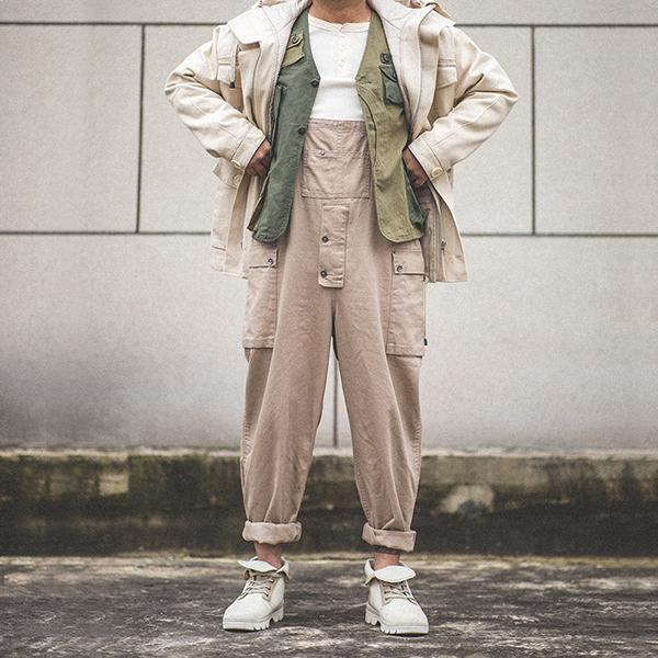 Men's Vintage Loose jumpsuit Vintage Baggy Suspender Cargo Bib Overalls