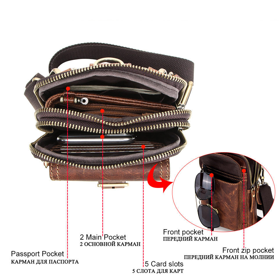 Retro Leather Cell Phone Belt Pouches Waist bag Crossbody bag