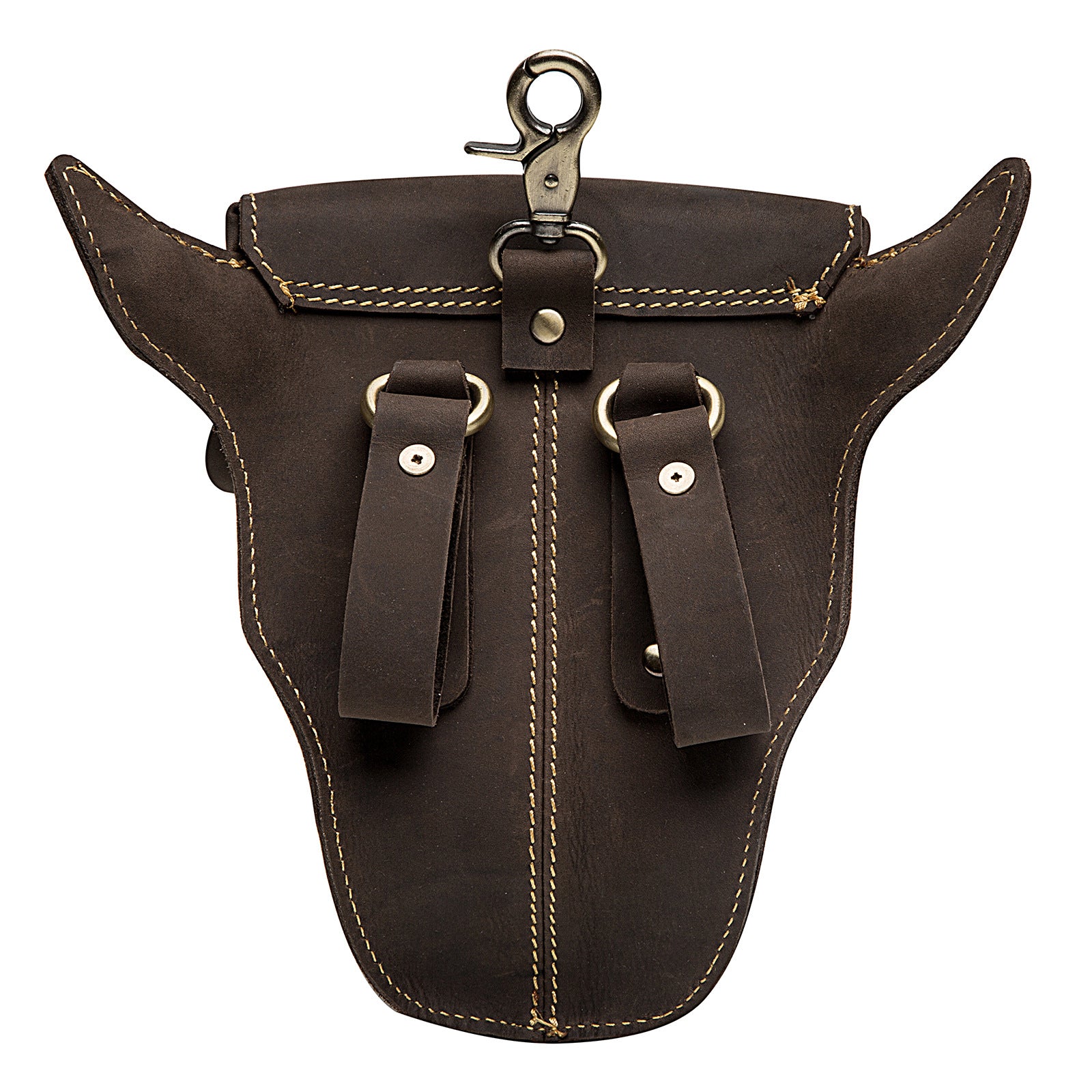 Leather Retro Bull Head Large Capacity Belt Bag