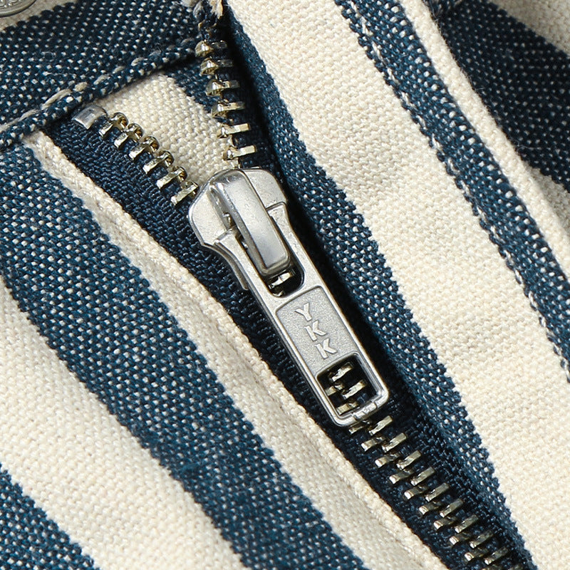 Men's Retro Striped Canvas Denim Shorts