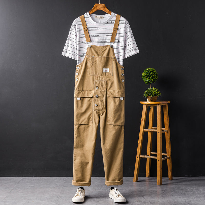 American Casual Multi-Pocket Hiphop Streetwear Jumpsuits Jogger Suspender Cargo Bib Unisex Overalls