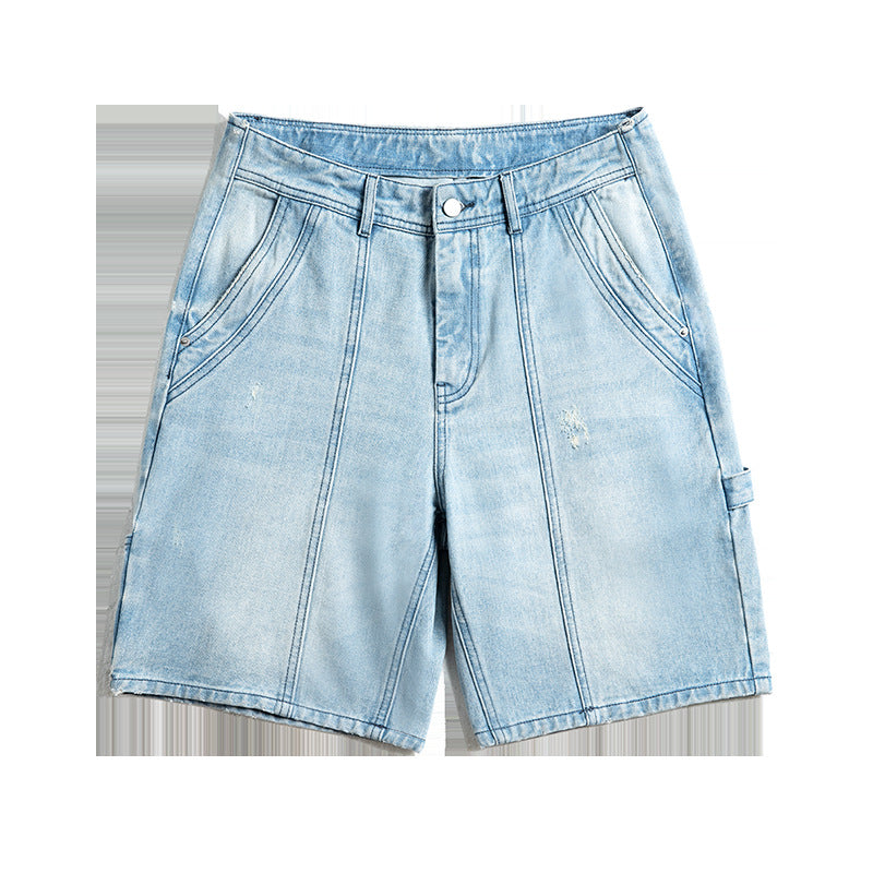 Multi-Pocket Carpentry Distressed Straight Shorts