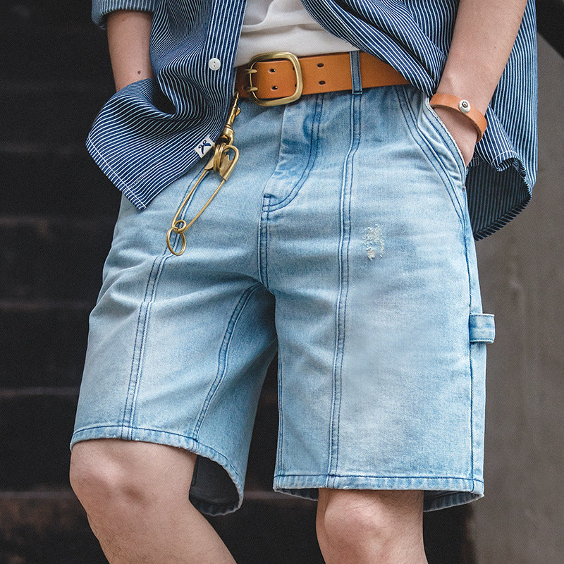 Multi-Pocket Carpentry Distressed Straight Shorts