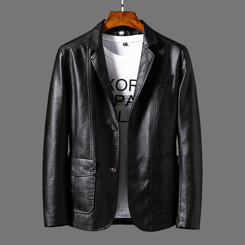 Men's Slim Motorcycle Leather Jacket Blazer