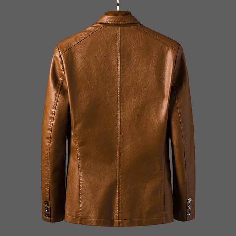 Men's Slim Motorcycle Leather Jacket Blazer