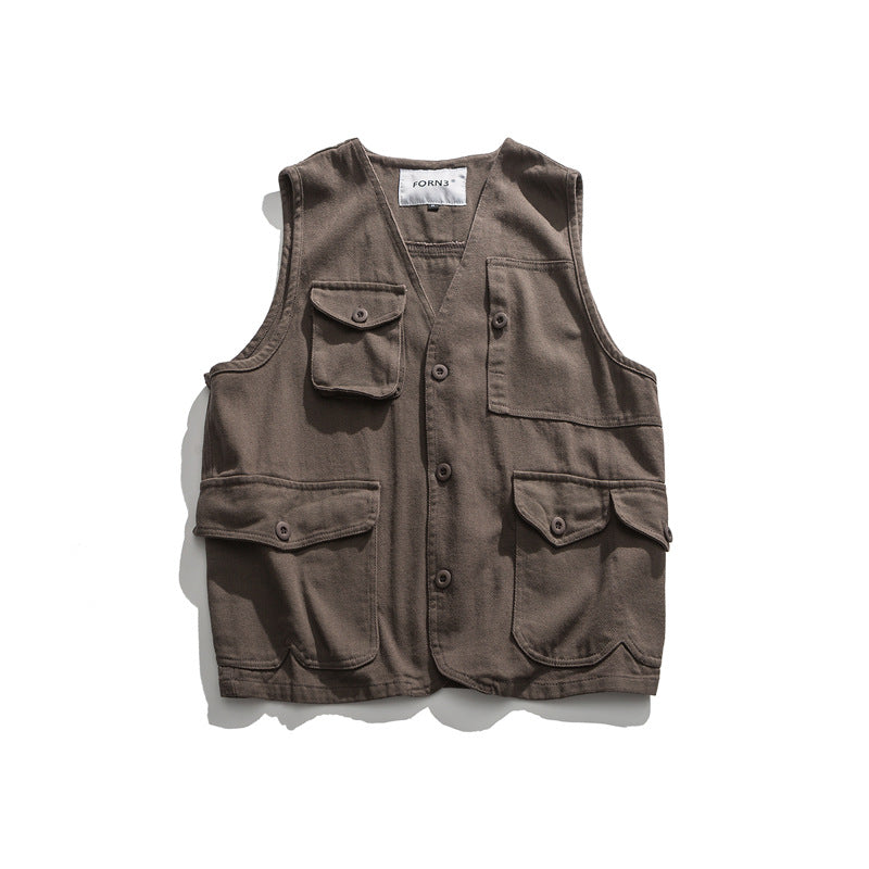 Japanese Retro Multi-pocket Cargo Vest